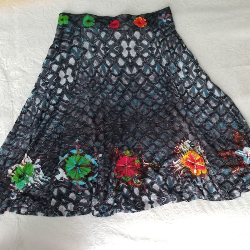 Desigual Cirque du Soleil Skirt, Artsy Pattern Mermaid Wearable Art, Size Small